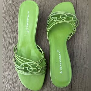 A. Marinelli Green Kitten Heel Slide Sandals 7.5
